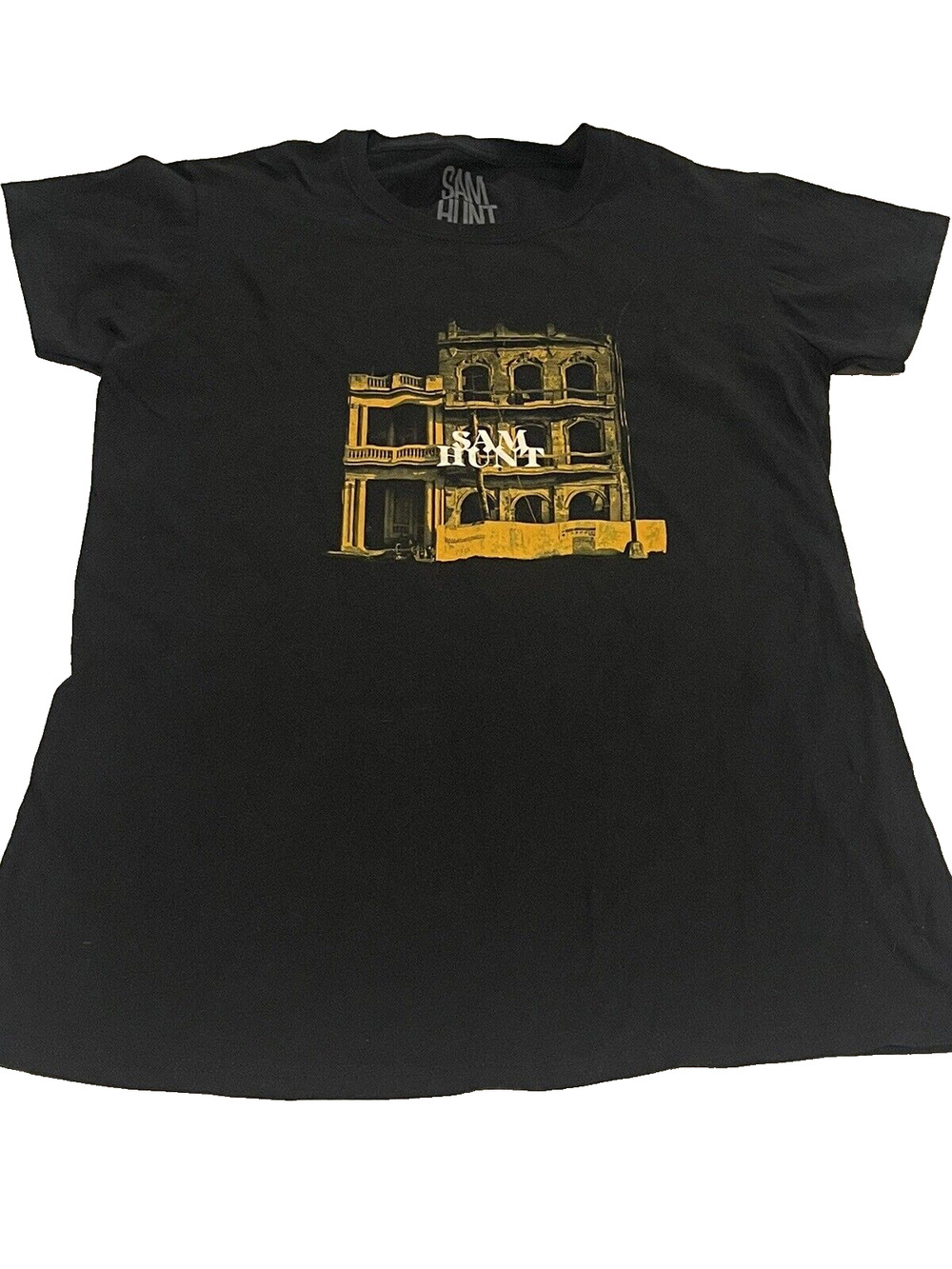 Sam Hunt Shirt Women's Size XL Country Music EUC Yellow & Black Graphic NOS